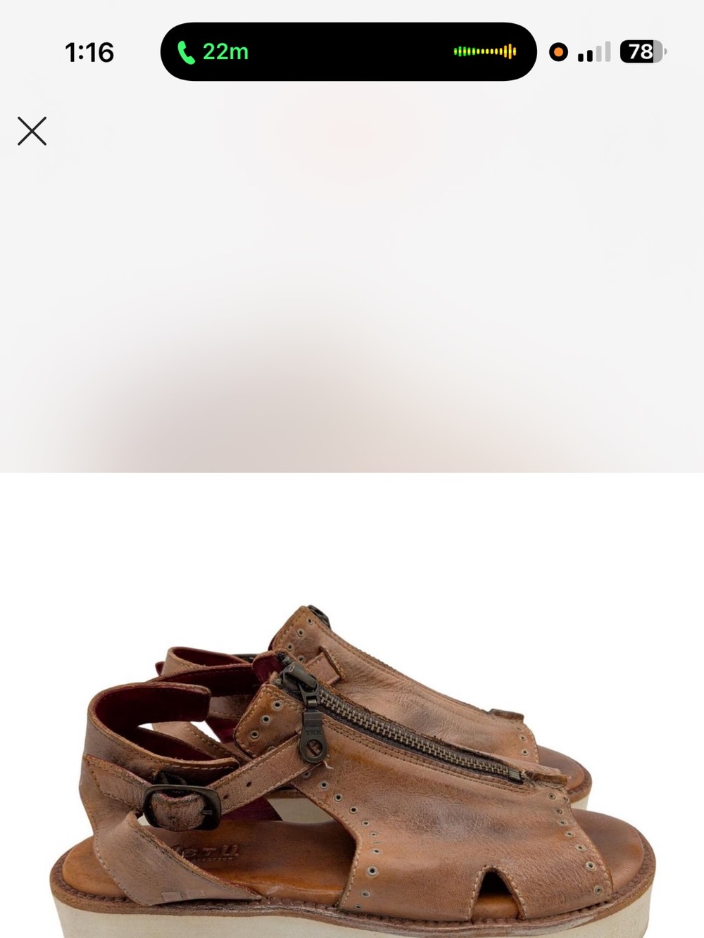 Bed Stu Brown Leather Zip Front Platform Sandals